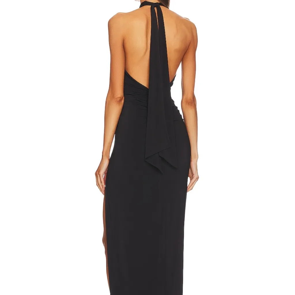 Michael Costello Elegant Black Halter Backless Dress - Image 2