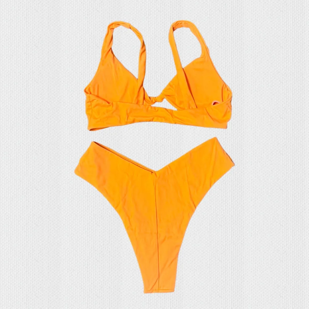 NWT Neon Orange High Waist Cheeky Bikini Set‎ - Image 5