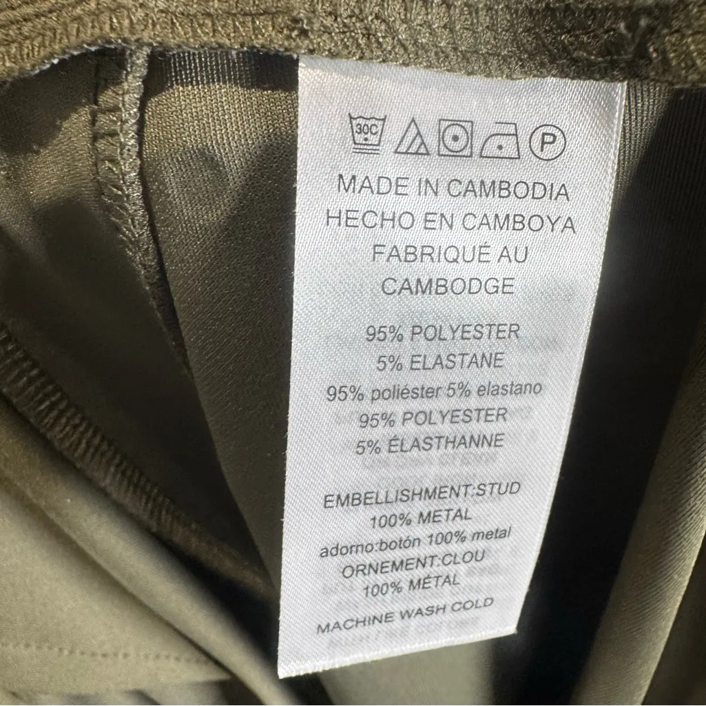 Michael Kors olive green gold studded high-rise crop flare pants size 8 NWT - Image 6