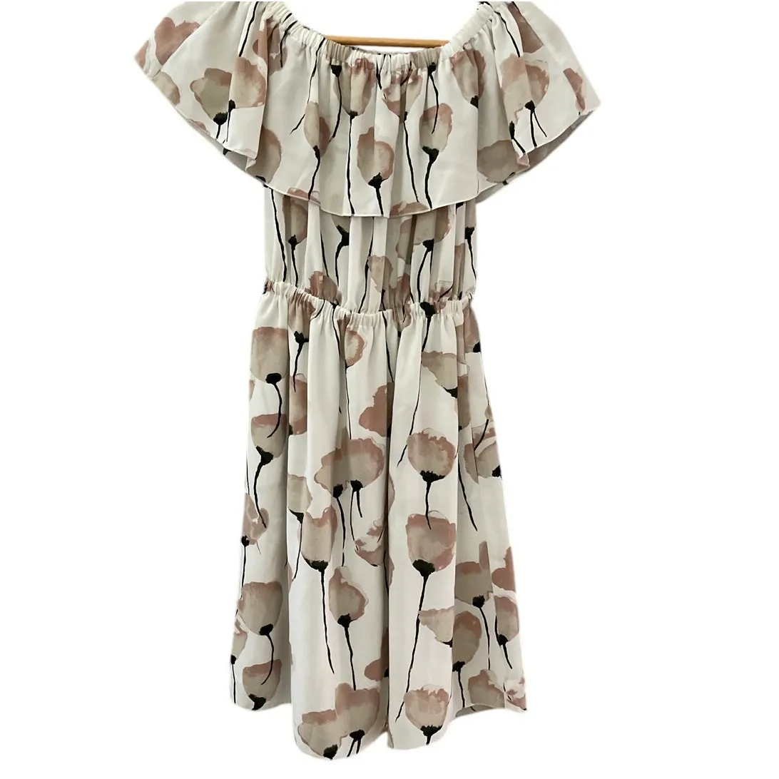 Aritzia‎ Wilfred Off-The-Shoulder Hosta Dress in Oak/Prima Floral Size XXS - Image 2