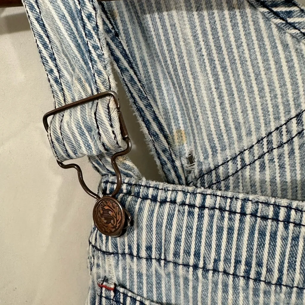 2000’s EDC Esprit Denim Railroad Stripe Overalls Women’s Carpenter Vintage Small - Image 3