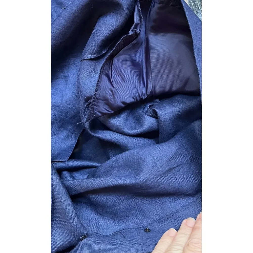 VTG New Le Crillon 10 12 Maxi Linen Shirt Dress Long 80’s Nautical Blue Wiggle - Image 9