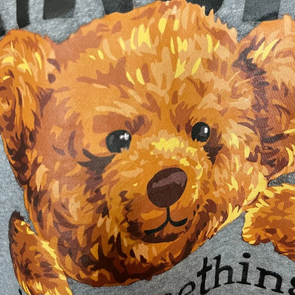 Teddy Bear Sweatshirt Magic is Something You Make Graphic Gray Kawaii Size Large - Image 8