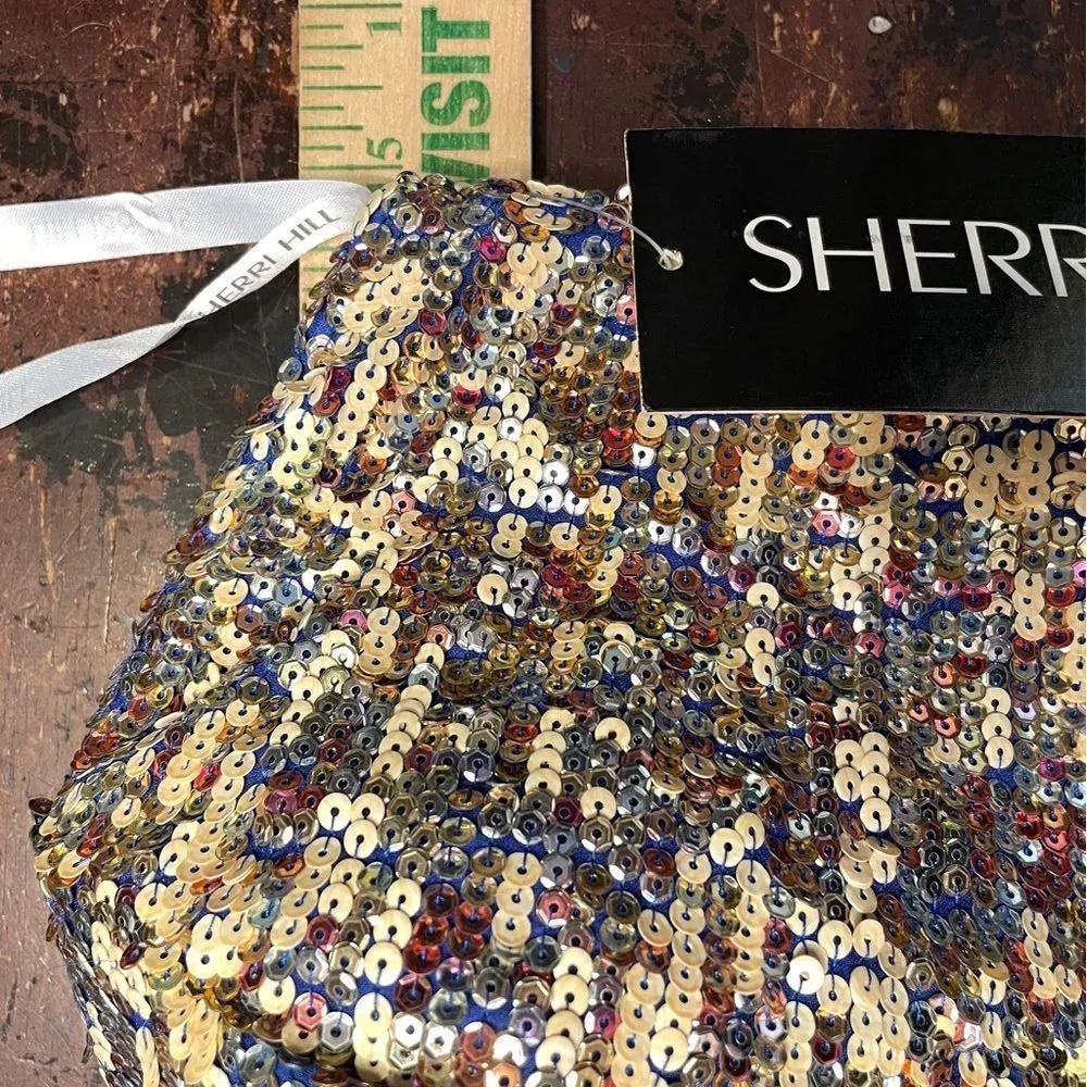 Sherri Hill Style 8443 Sequin Cobalt Royal Blue Short Strapless Prom Dress‎ 0 - Image 8