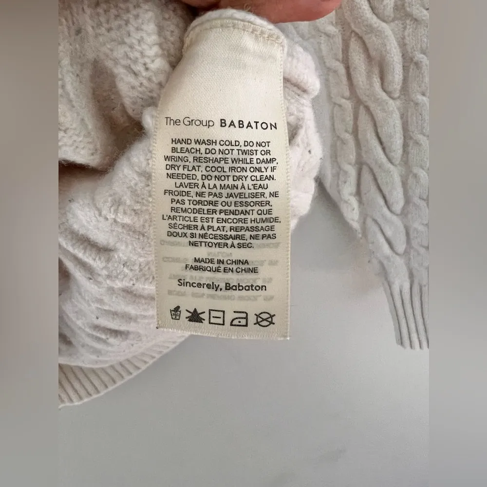 The Group Babaton Aritzia Merino Wool Cable Knit Sweater Jumper Size Large - Image 4