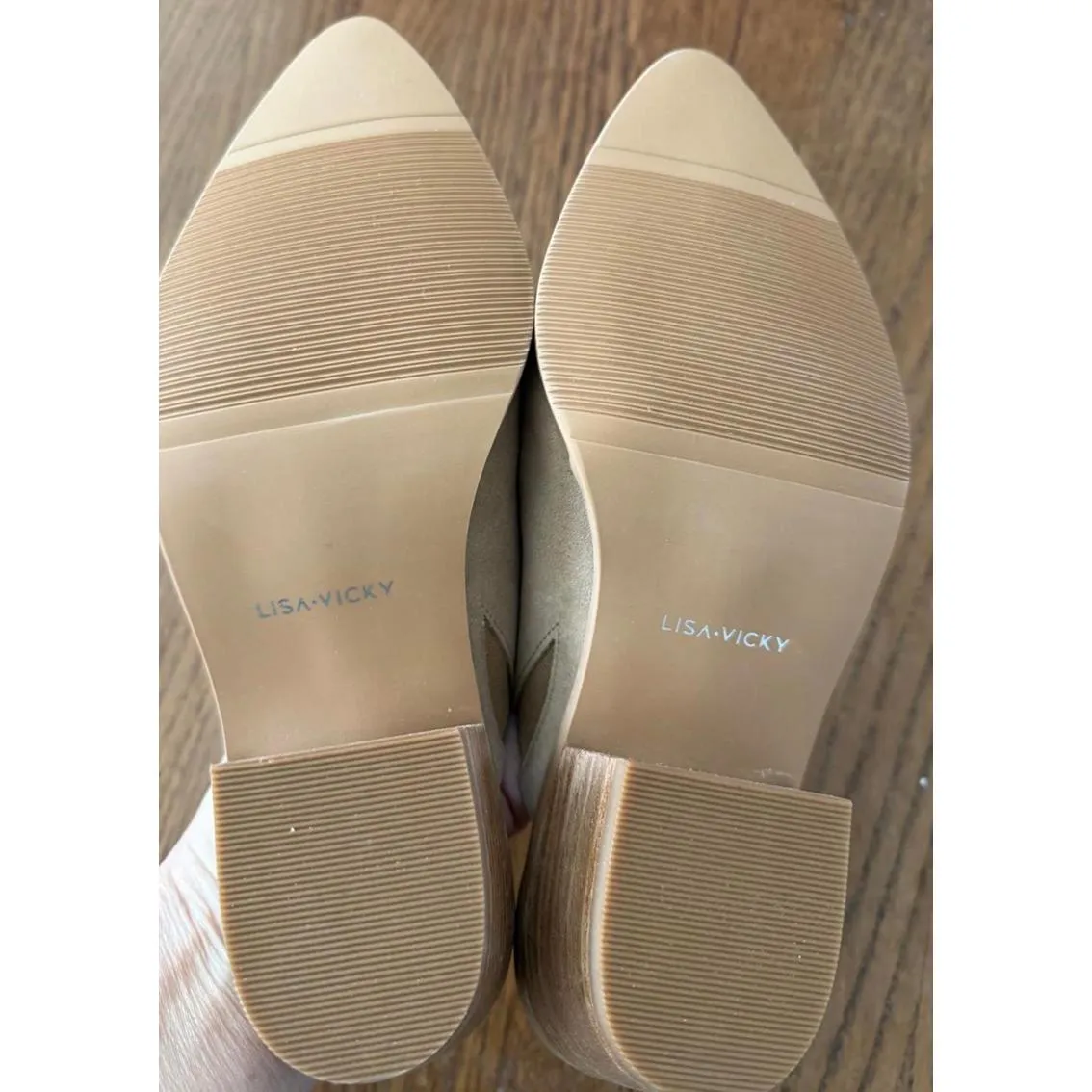 Lisa Vicky Women's Beige Suede Pointed Toe Mules with Embroi Brown Size 7.5 - Image 5