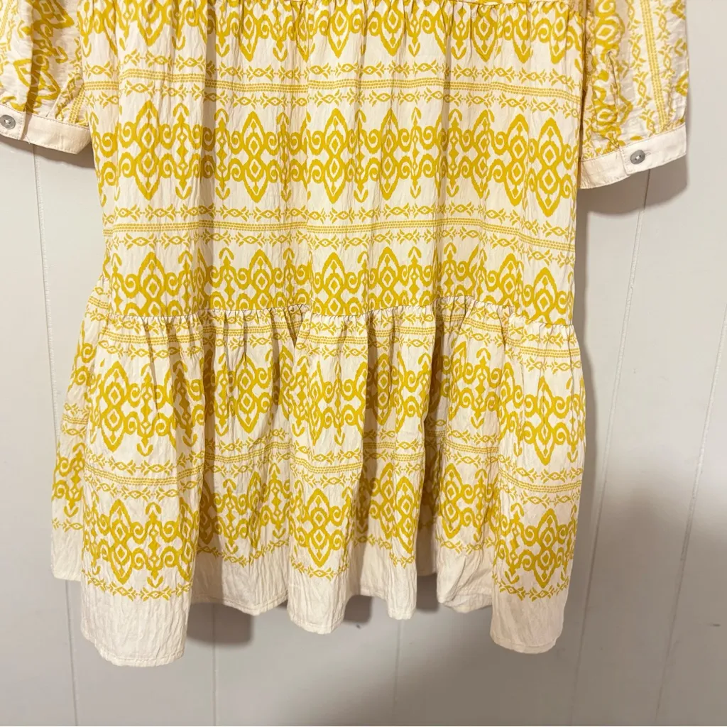 Anthropologie Figueroa Flower Boho Woven Dress 3/4 Sleeve Floral Yellow Size XL - Image 10