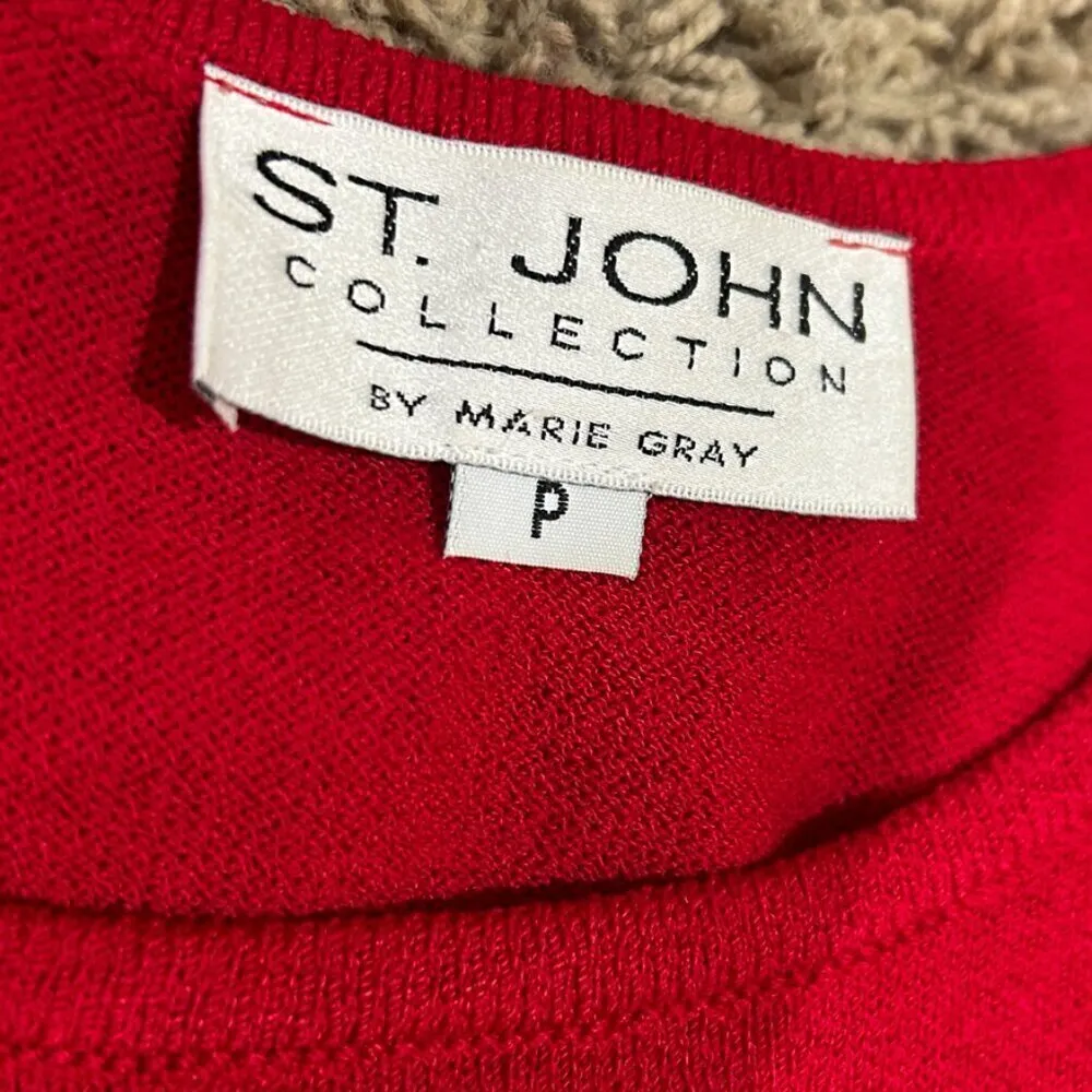 St. John Collection by Marie Red Santana Knit Star Tank Top Crop Sz P - Image 7