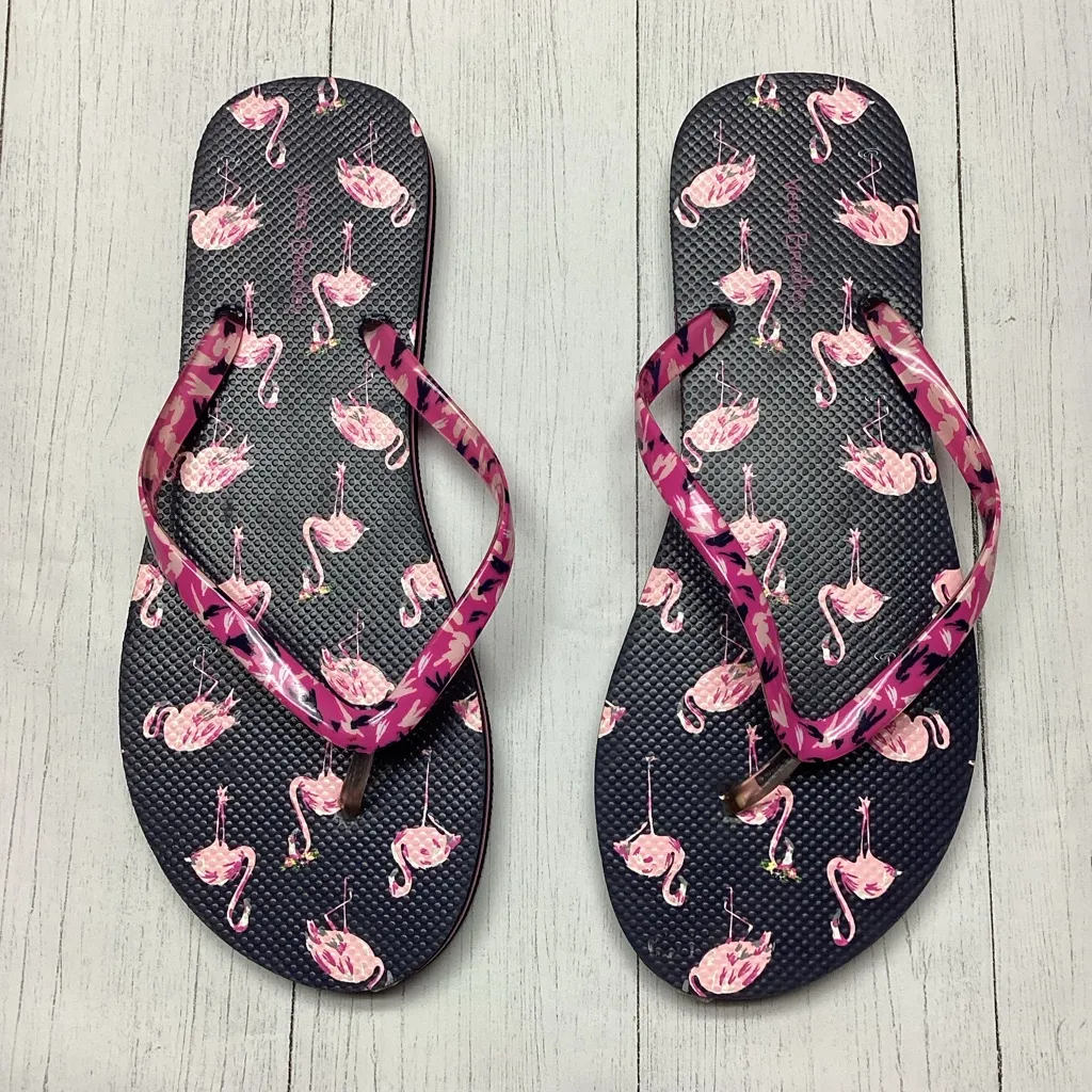 NWOT Vera Bradley Flamingo Navy Blue & Pink Flip Flop Sandals Size 9-10 Large - Image 3