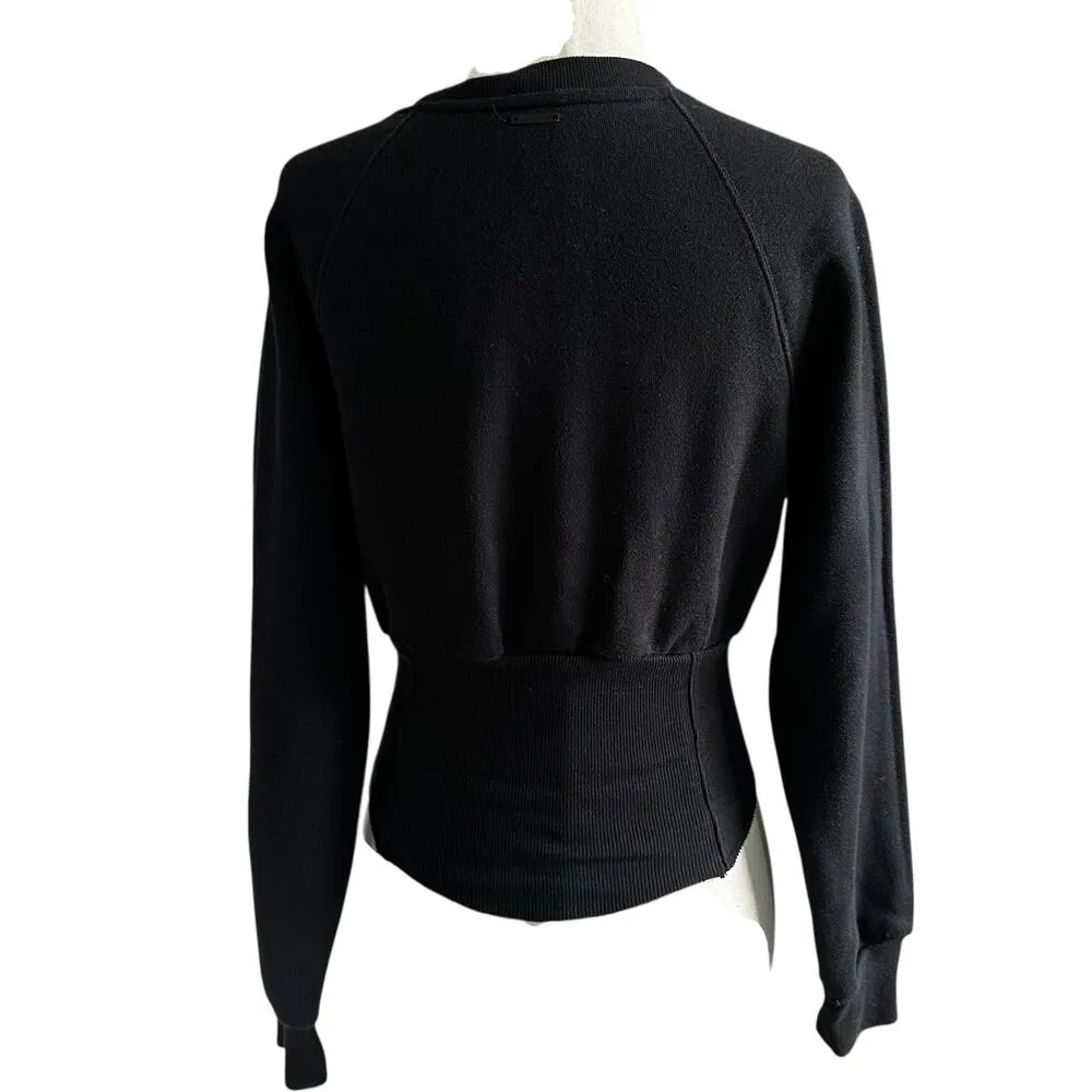 Victoria's Secret Black Fleece Crop Sweater Women Size XS | 58-18 - Image 2