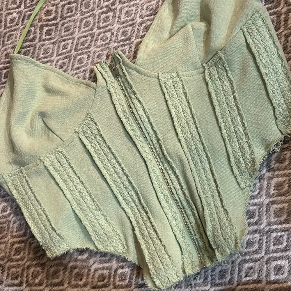 PrettyLittleThing Green Cotton Corset Halter Top Size 14‎ - Image 4