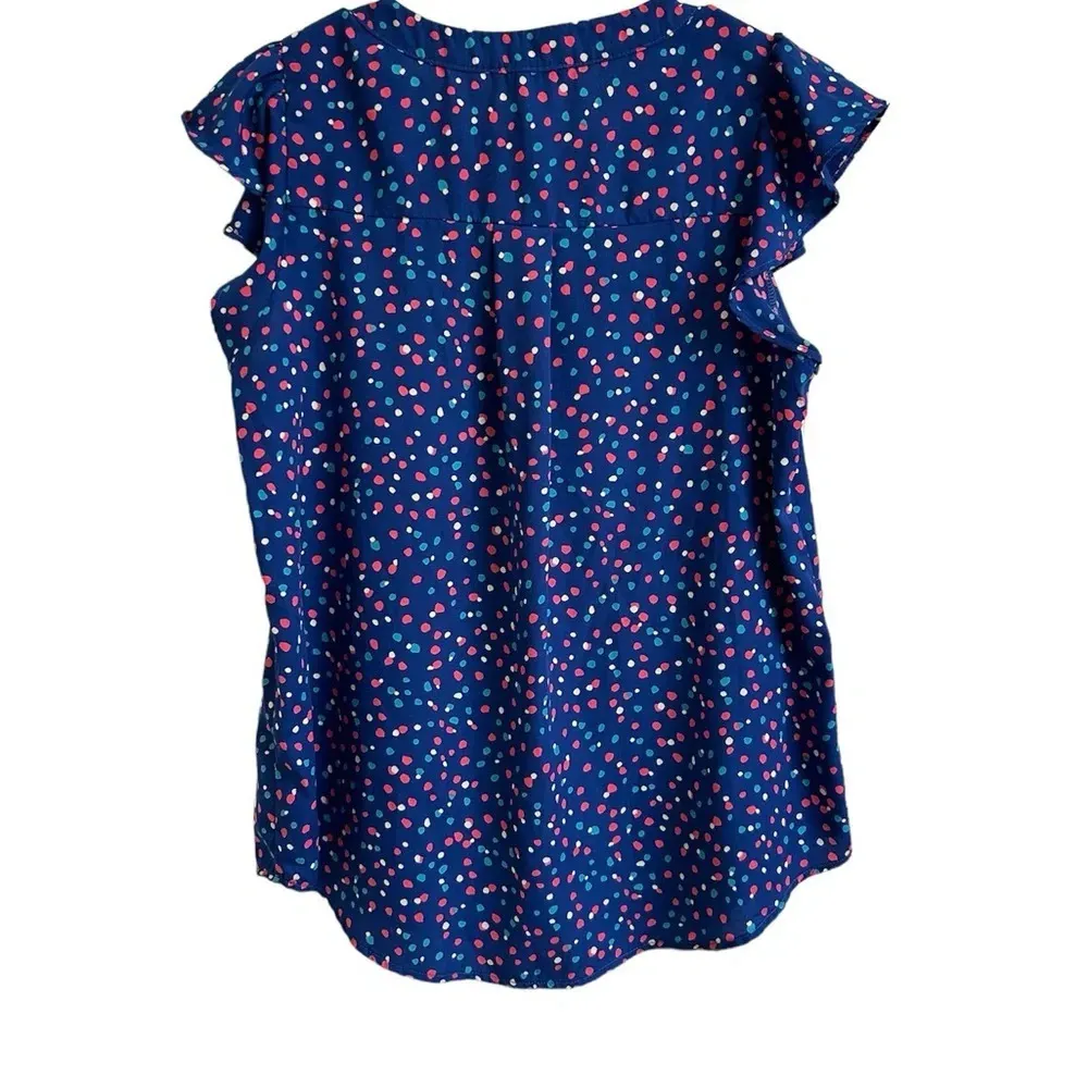 Andree by Unit Blue Pink Polka Dot Ruffle Cap Sleeve Women’s S Flowy Lightweight - Image 4
