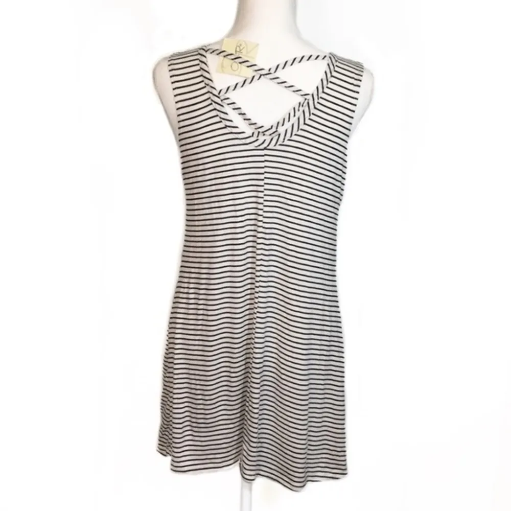 NWT Black White Striped Loose T-Shirt Dress New - Image 3