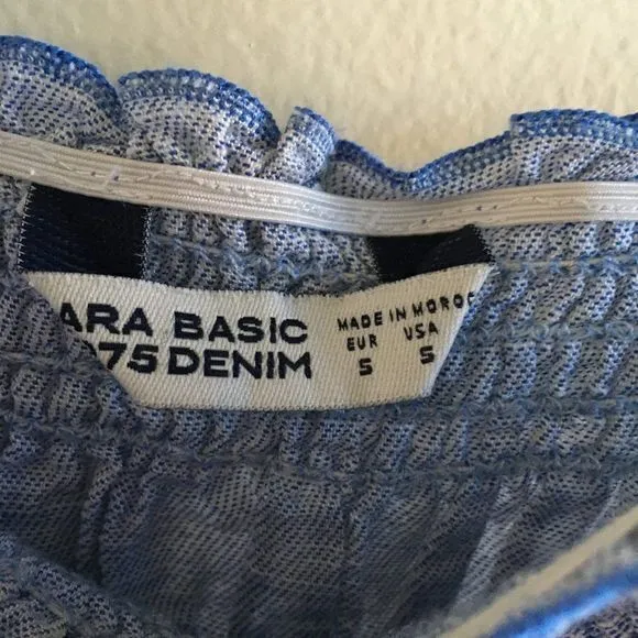 Zara Basic Z1975 Denim Dress‎ Smocking Rope Belt - Image 6