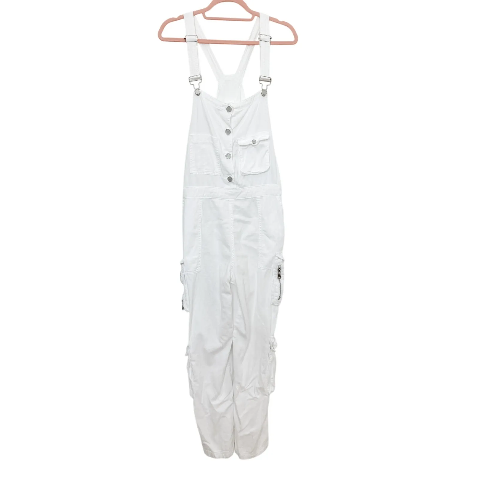 BlankNYC Overalls Womens Size Large White Cargo Y2K Style‎ Baggy Utility Street - Image 3