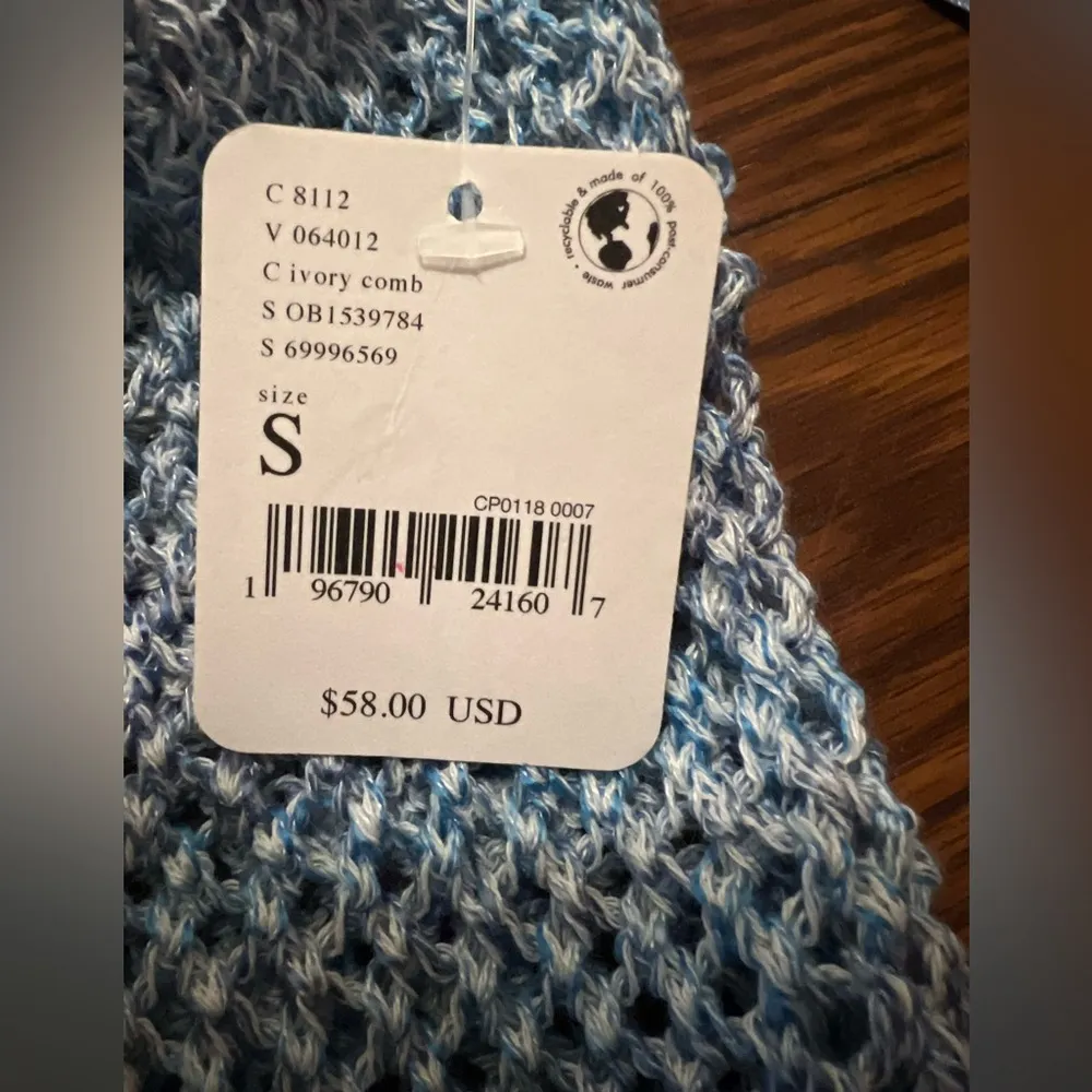 Womens Free People blue white crochet top - Image 2