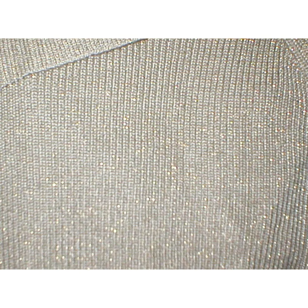 New Womens S Calvin Klein Dress Gold Metallic Sweater Date Long Sleeves Knee Wor - Image 7