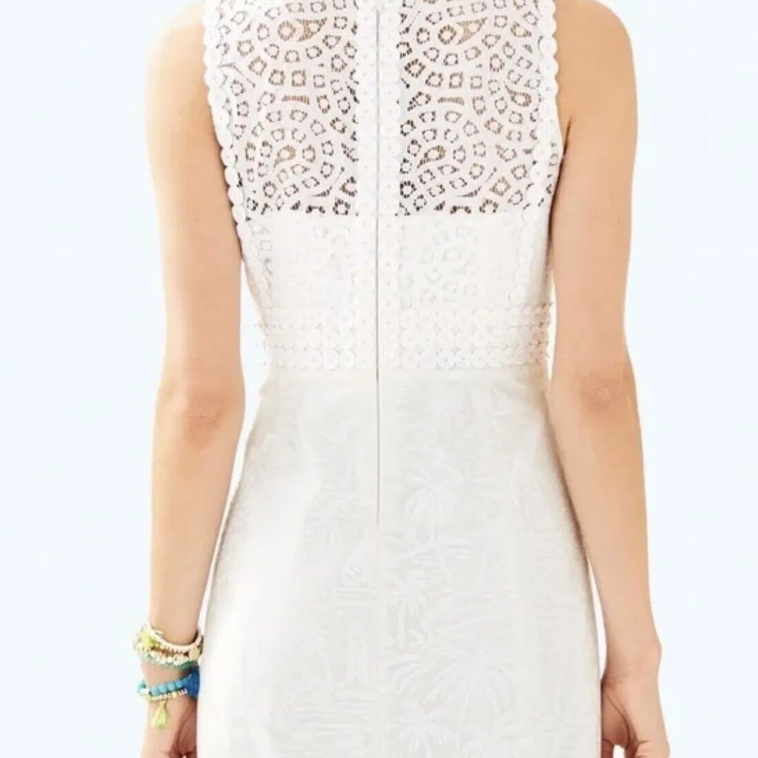 Lilly Pulitzer Lee Stretch Shift Dress White Lace Sailboats Size 6 - Image 2
