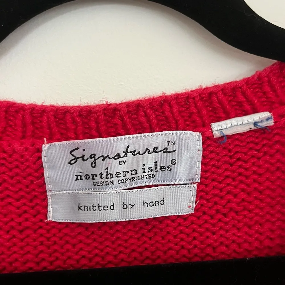 Vintage Signature by Northern Isles Game Queen of Hearts Cardigan Sweater XL Red - Image 5