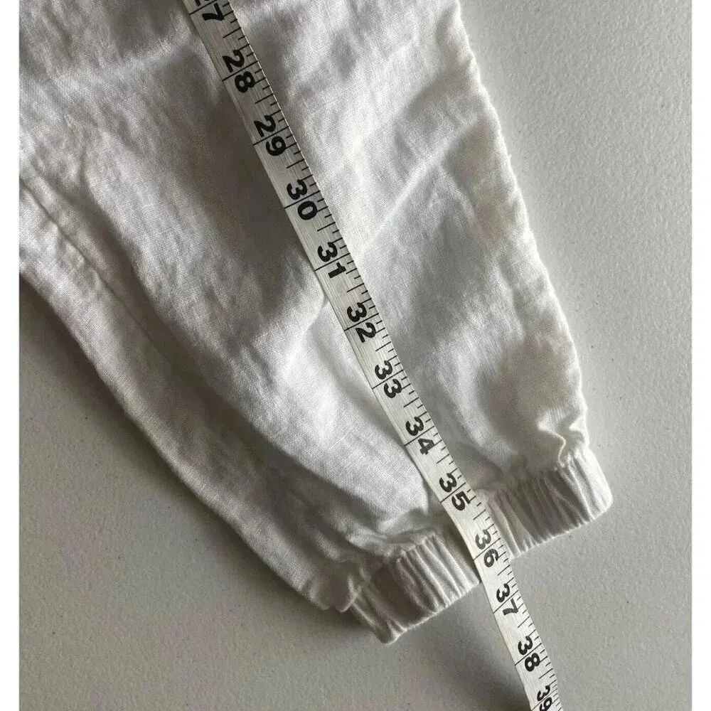 Athleta Cabo Linen Jogger Pants Women’s Size 12 White Pull On Elastic Pockets -2 - Image 13