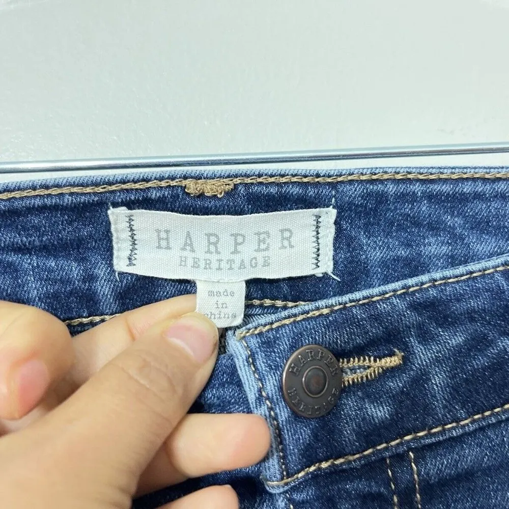 Harper Heritage Women's Blue Denim Mid Rise Skinny Leg Jeans Size 28 EUC - Image 7