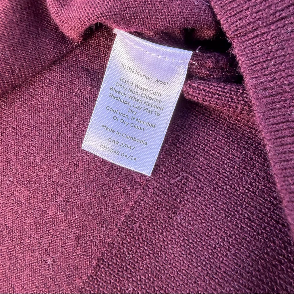 Talbots  Merino Wool Maroon Polo Sweater, Size Large - Image 8