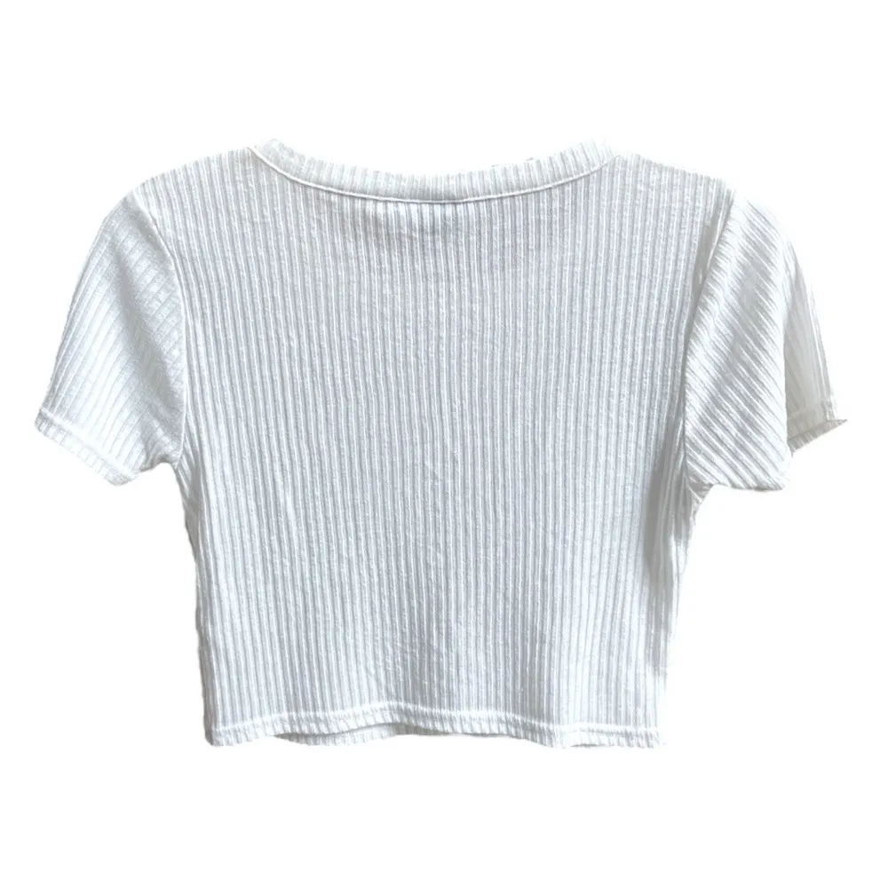 Topshop Ribbed Crop Top White Size 6 - Image 2