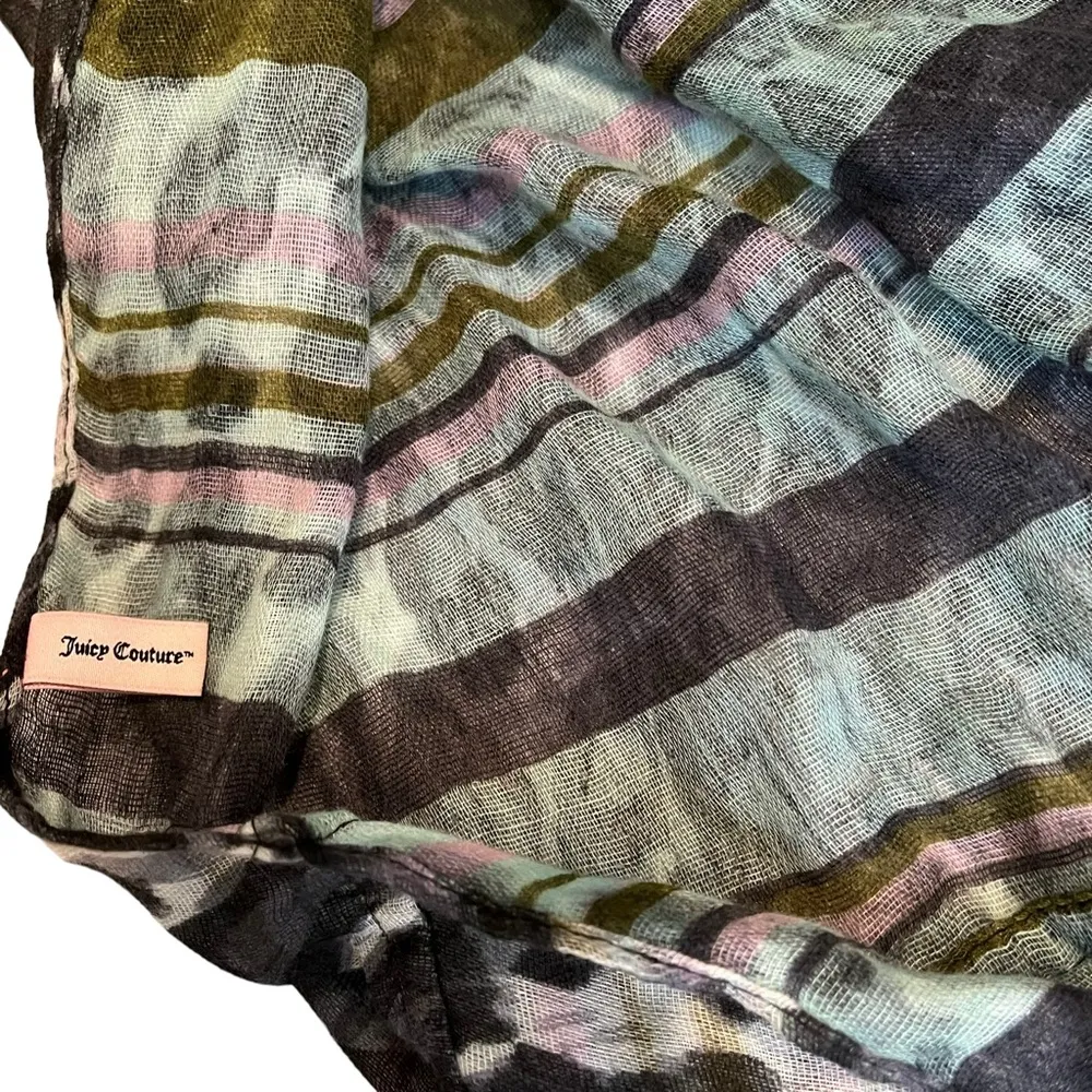 Juicy Couture Gauze Light Infinity Scarf Animal Print Striped Multicolor - Image 10