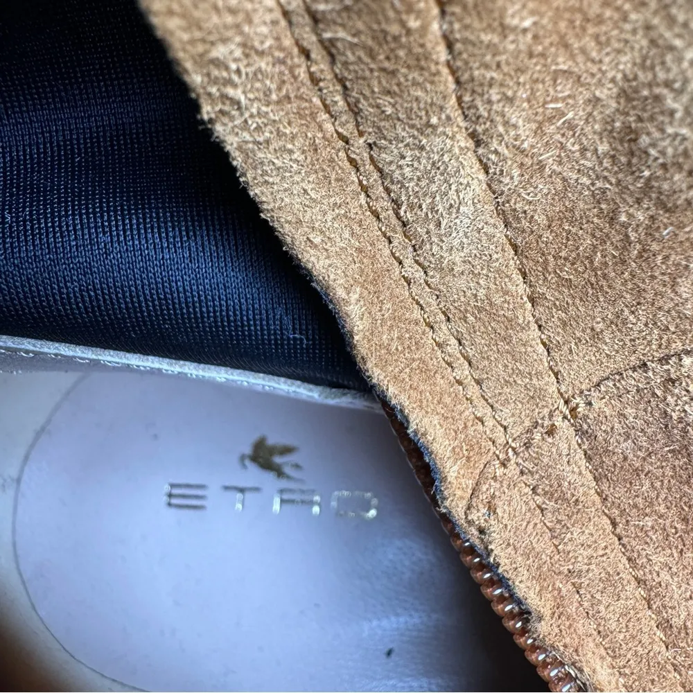 ETRO brown suede embroidered heel over the knee boots NEW Size 9 - Image 7