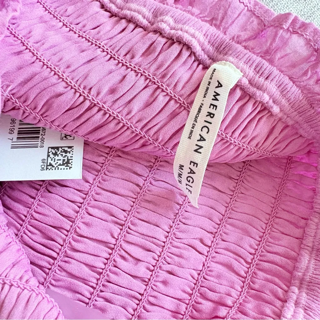 American Eagle Outfitters Pink Smocked Shorts Romper Medium NWT - Image 2