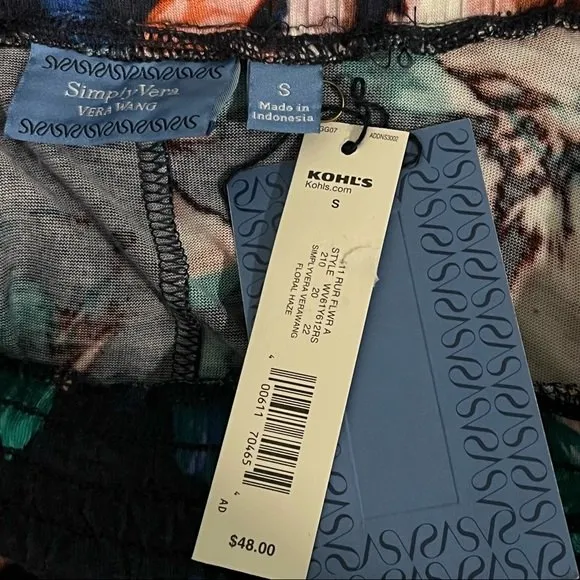 NWT Simply Vera Vera Wang FLORAL HAZE Short Sleeve Shirt & Flowy Skirt Set Small - Image 9