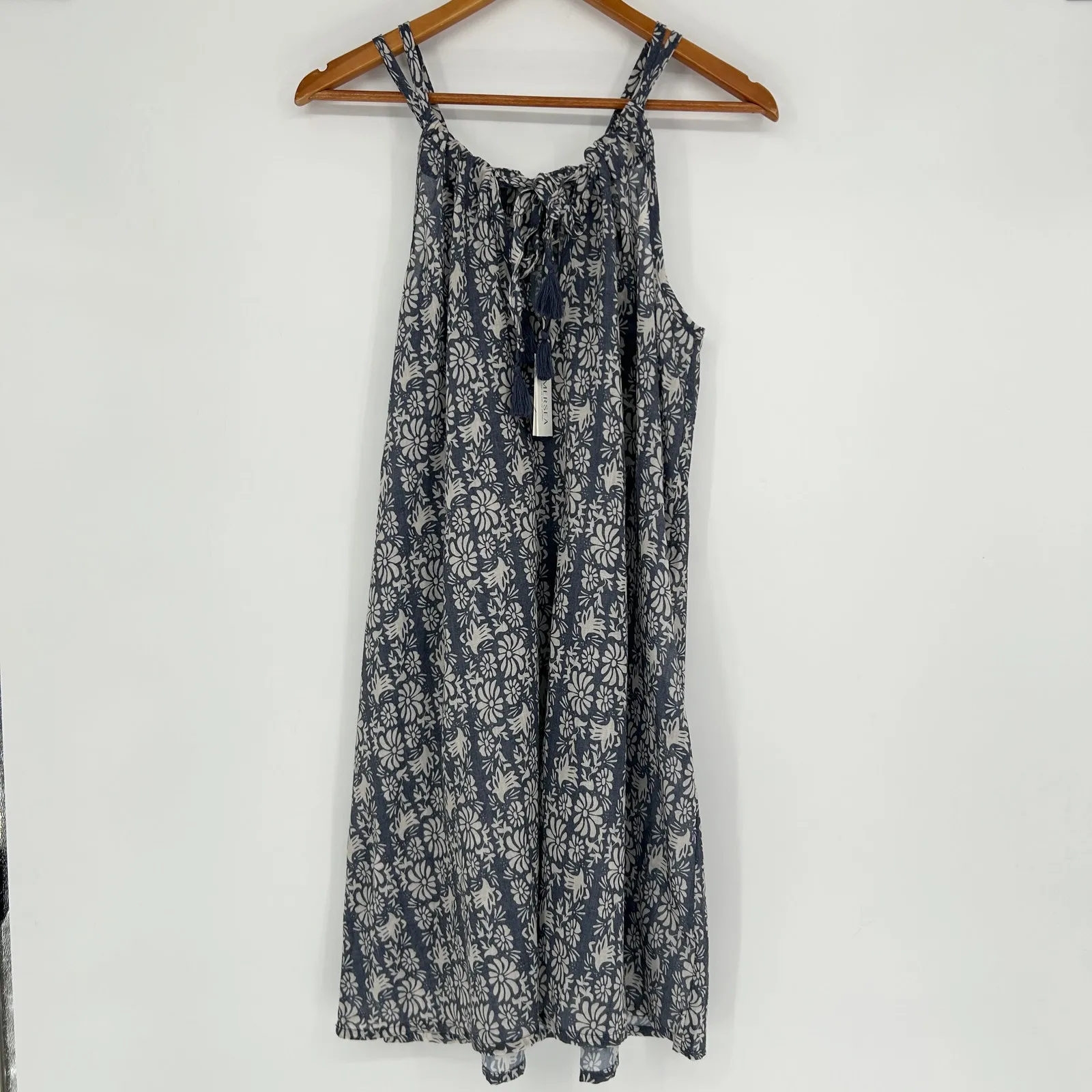 MERSEA Light & Breezy Dress Womens Small Medium Mini Summer Coastal Chic Travel Blue - Image 2