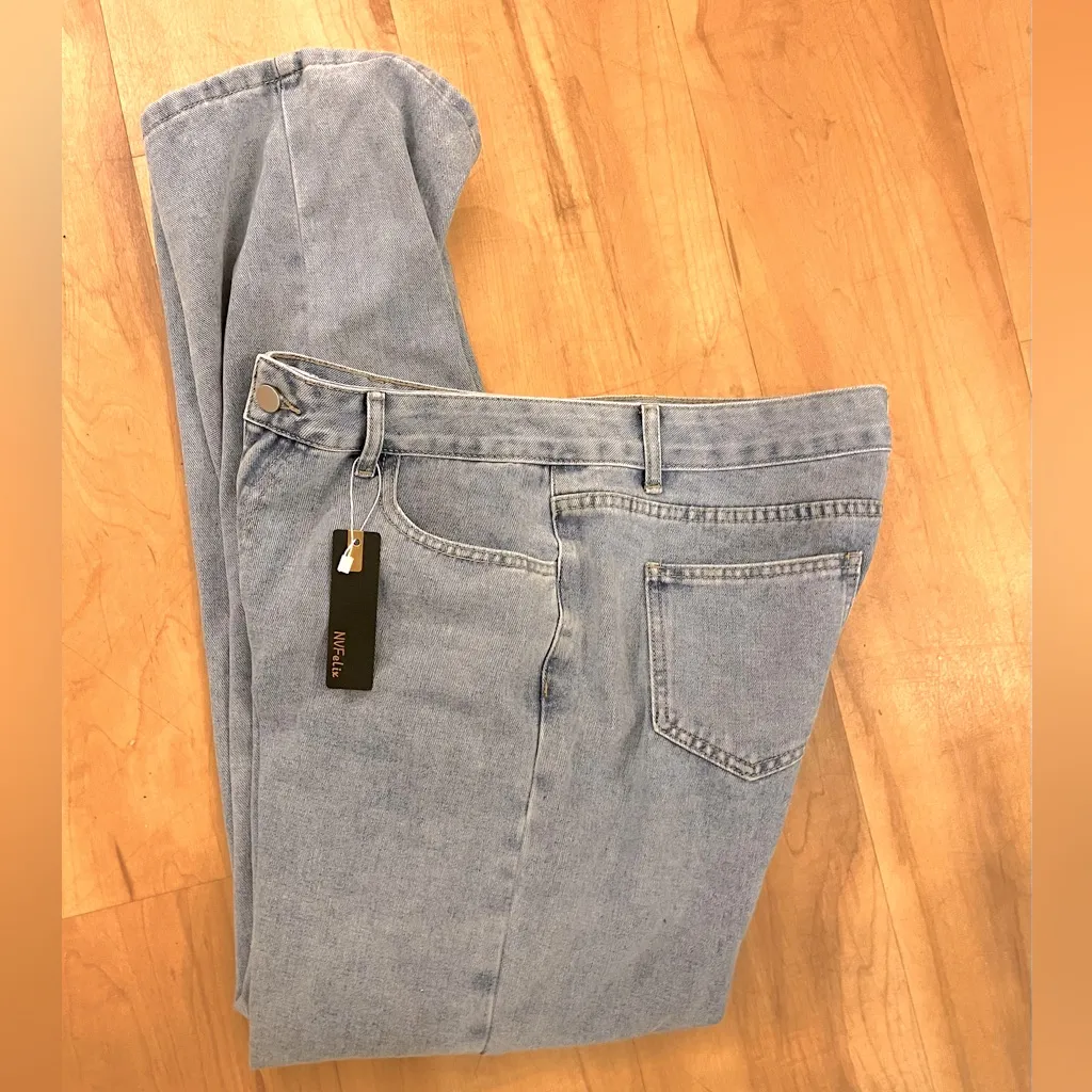 NWT High Rise Straight Leg Jeans Waist 33" Felix Denim Blue - Image 2