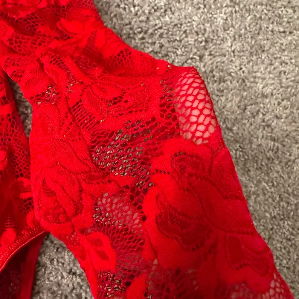 Victoria’s Secret Red Lacy Floral Bodysuit - Image 6