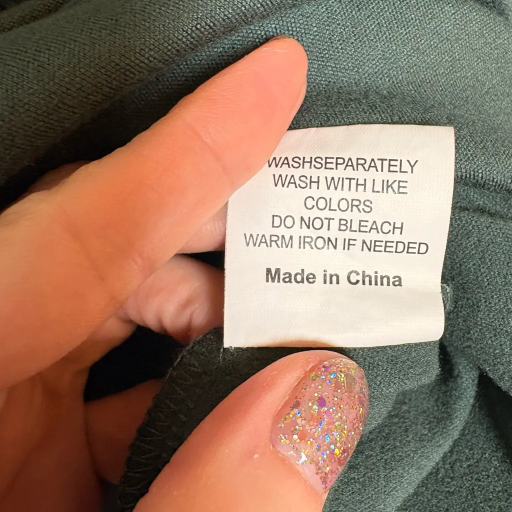 Sage Green Soft Henley Long Sleeve Cozy Minimal Loungewear Pullover M - Image 5