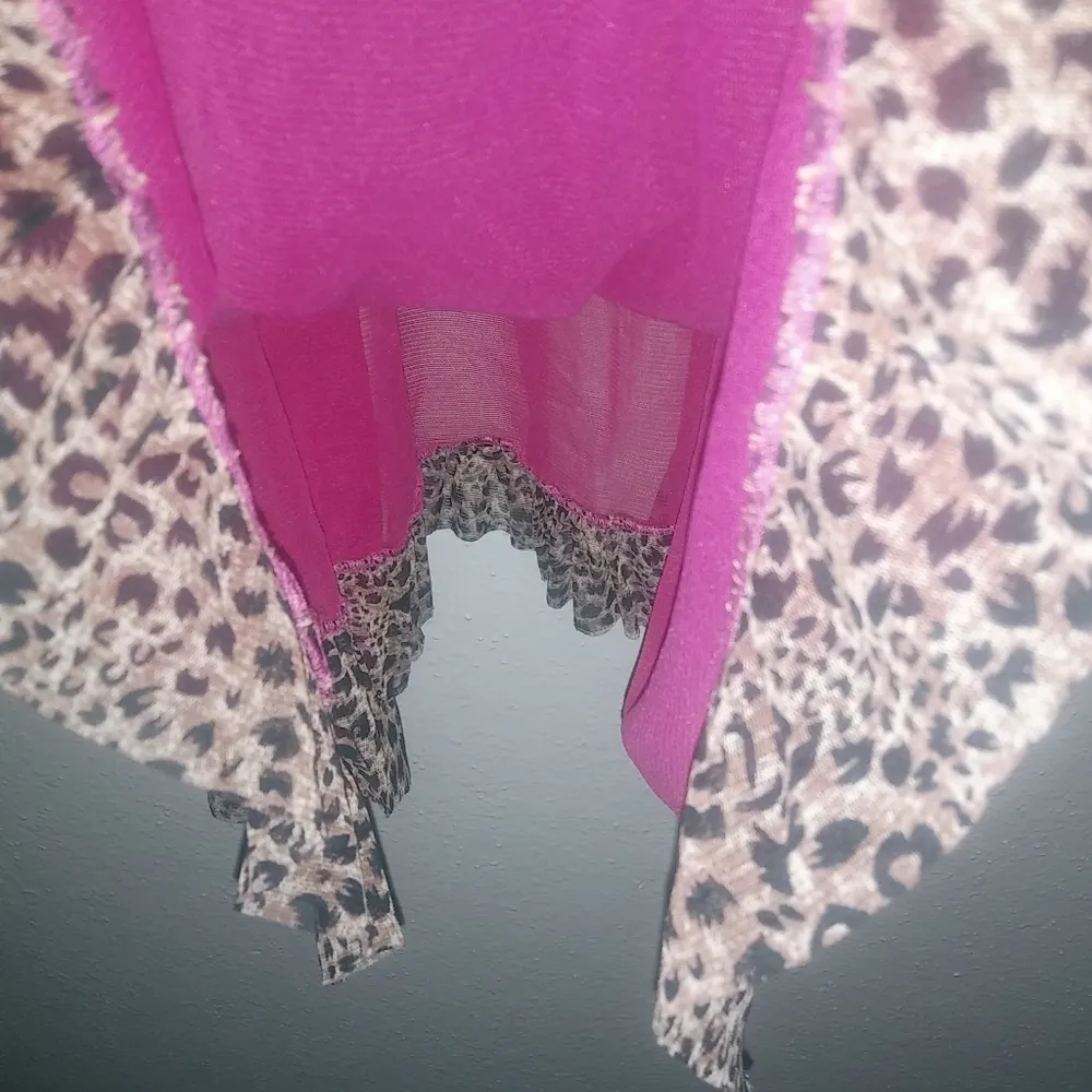 Cacique 22/24 Negligee Sleep Gown Chemise Pink Leopard Trim Plus - Image 7