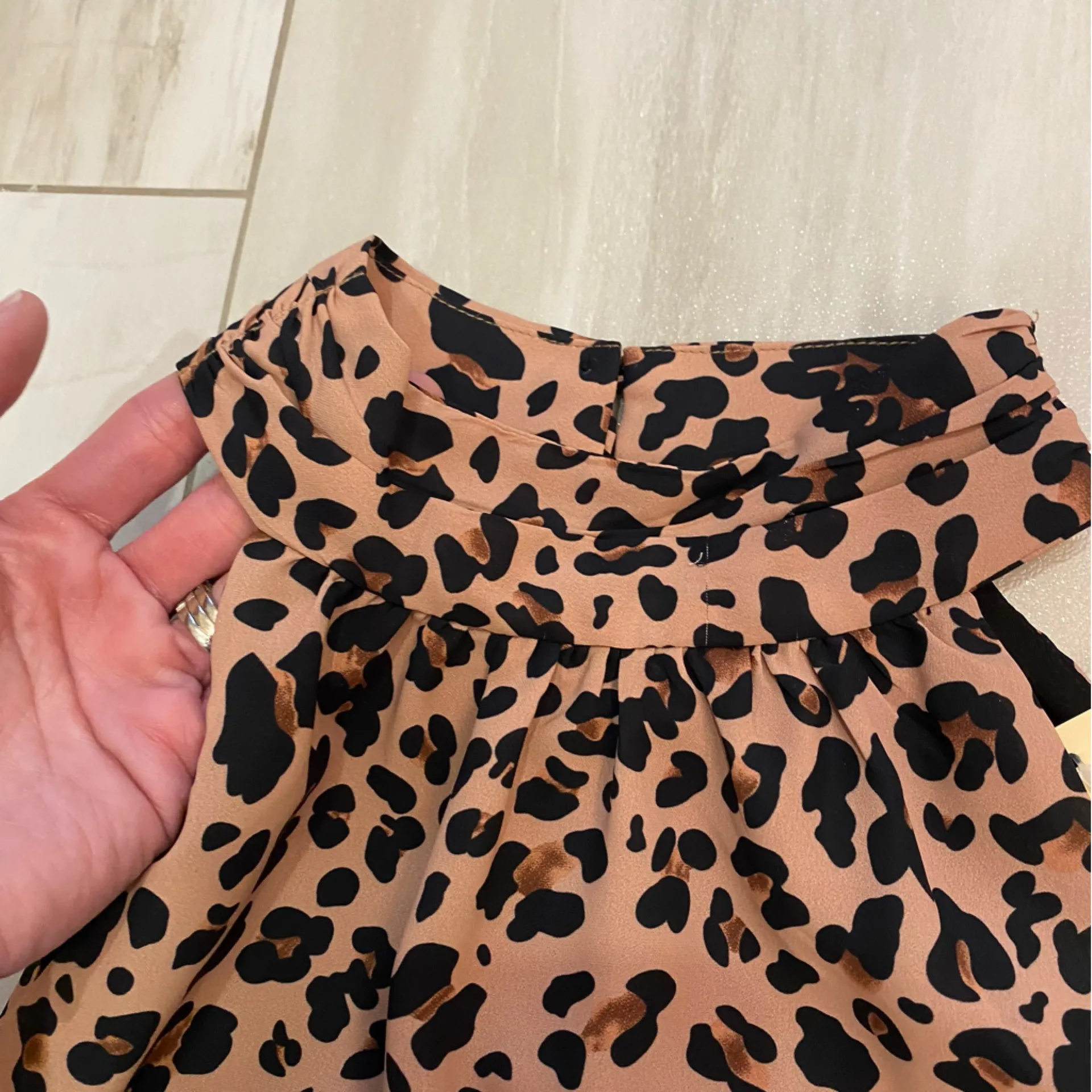 NWT Jade Neutral Brown and Black Leopard Print Gathered Neck Halter Top, size XS - Image 7