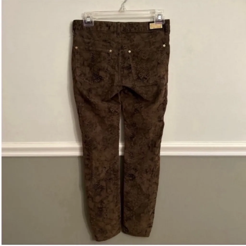 Women’s Zara Brown Black Animal Snake Print Corduroy Pants Jeans Size 2 - Image 3