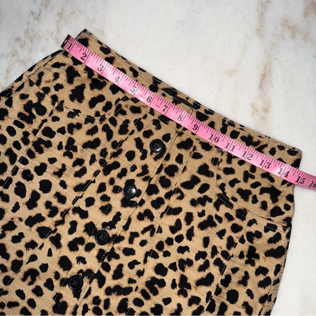 Express Button-Front Leopard Print High Waist A Line Mini Skirt - Image 11
