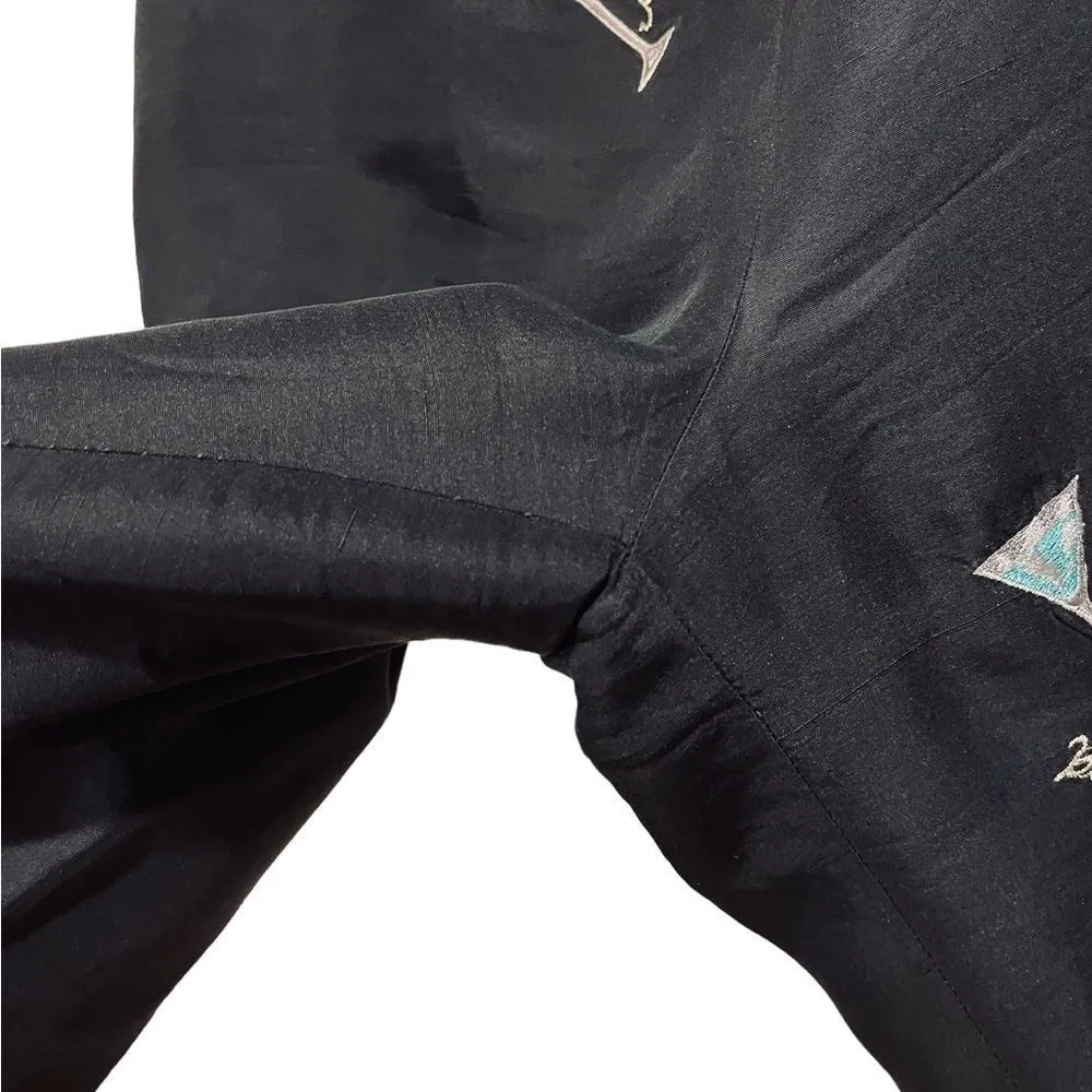 SLB Vintage Silk Embroidered Martini Cocktail Party Novelty Cropped Trousers Size 10 - Image 6