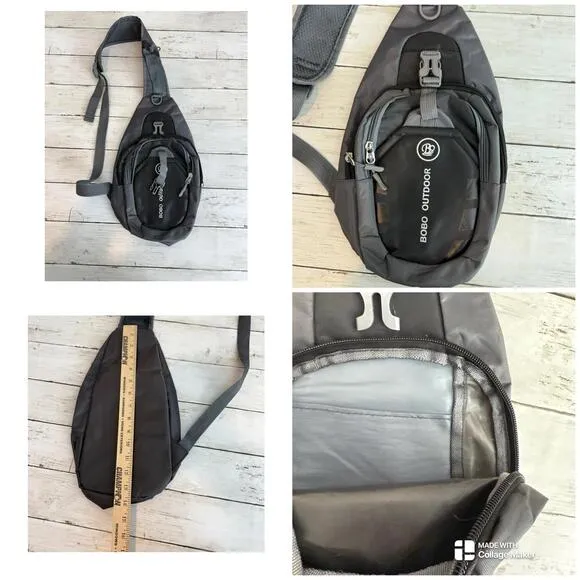 *Bobo Outdoor Sling Bag Versatile Gray Backpack Travel Vacation Unisex - Image 2