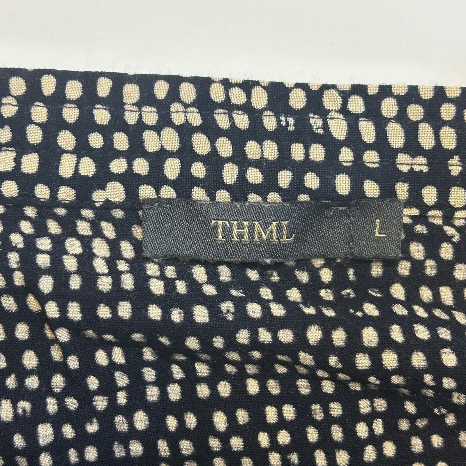 THML Black Tan Embroidered‎ Boho Flowy Peasant Top Festival Ethnic Blouse Sz L - Image 3