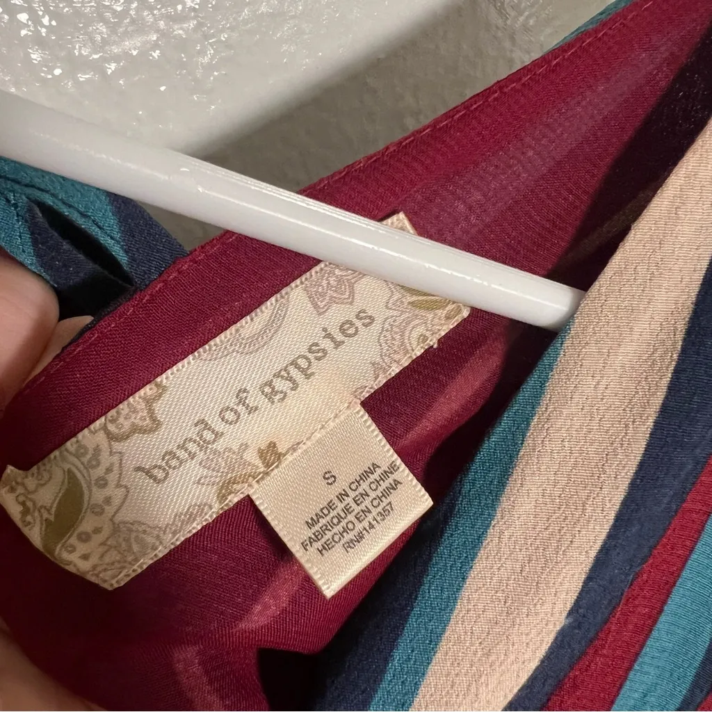 Band of Gypsies Blouse Striped Peplum Red Blue Stripes S - Image 9