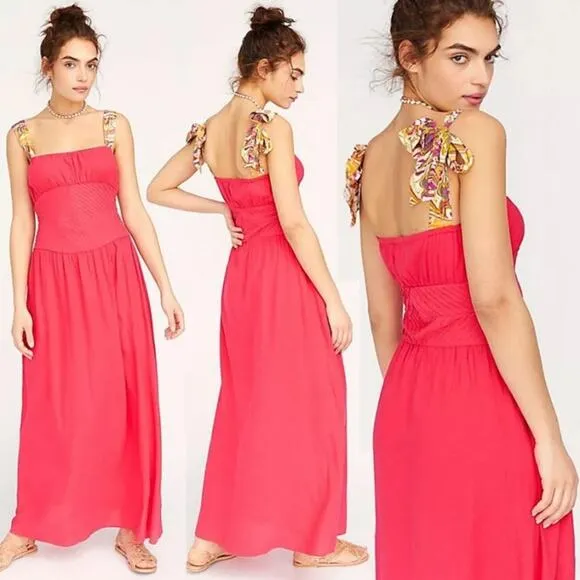 Free People Santorini Maxi Dress Sleeveless Hot Hibiscus Pink NWT Size 2 - Image 2