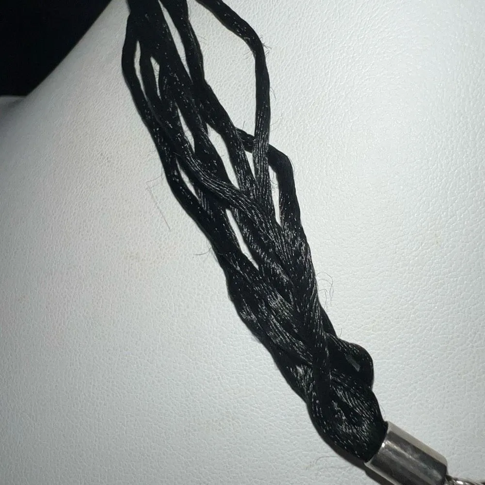 Multi Strand Silk Cord Silver Chunky Choker Necklace‎ Black - Image 5