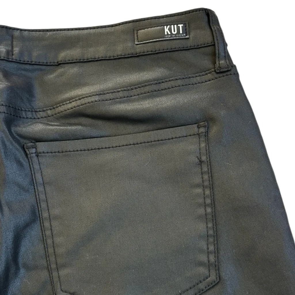 EUC Kut From The Kloth Coated Mia High Rise Skinny Button Fly Pants Black Sz. 16 - Image 7