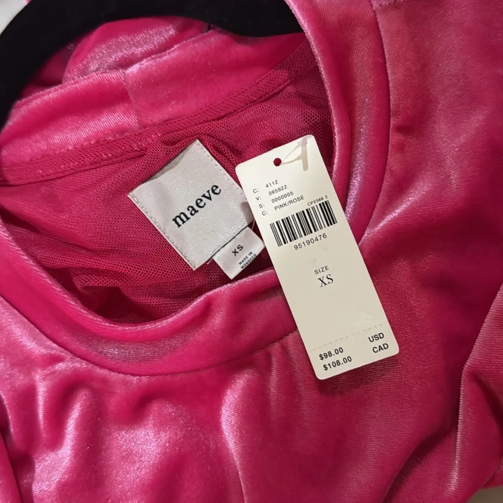 Anthropologie Maeve Puff-Sleeve Velvet Blouse - Pink XS - Image 4