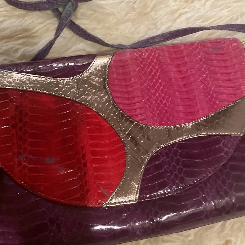 Vintage Valerie Stevens Faux Leather Crossbody Bag Textured 1970’s Multi-color - Image 8