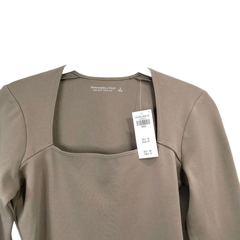 NEW Abercrombie & Fitch Long-Sleeve Cotton Seamless Fabric Squareneck Bodysuit S - Image 5