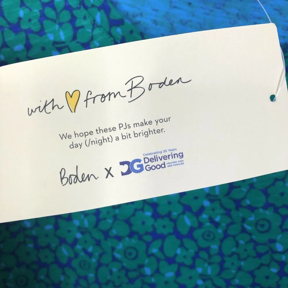 NWT Boden Green Blue Floral Long Sleeve Cotton Sleep Shirt Pajamas Womens Size 2 - Image 5